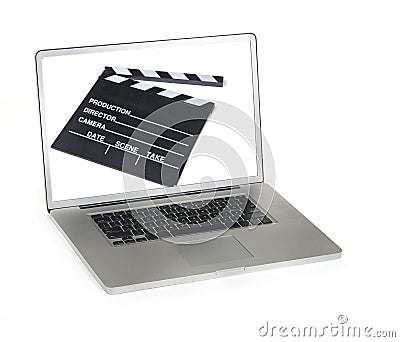 Filmmaking editing on laptop computer Stock Photo