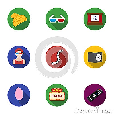 Films and cinema set icons in flat style. Big collection of films and cinema vector symbol Vector Illustration