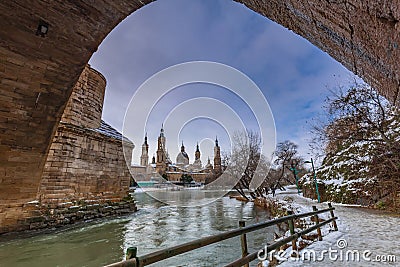 `Filomena` storms leave behind snowy landscapes in Spain Stock Photo