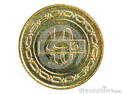 10 Fils State coin, 1965~1999 - Isa bin Salman serie, 1992. Bank of Bahrain. Obverse, issued on 1991 Stock Photo