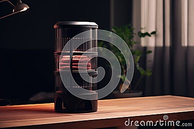 filter change process in a modern air purifier Stock Photo