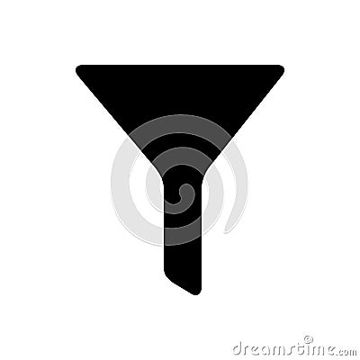 Black solid icon for Filter, funnel and shorting Vector Illustration