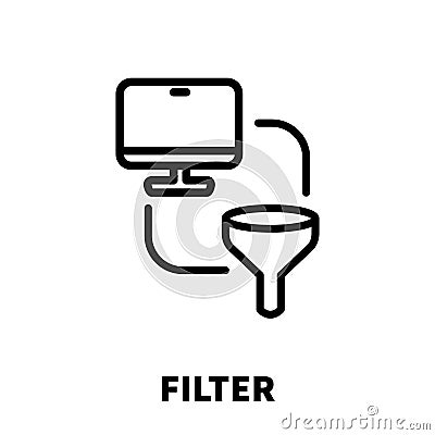 Filter icon or logo in modern line style. Vector Illustration