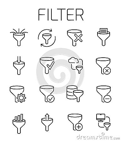 Filter related vector icon set Vector Illustration