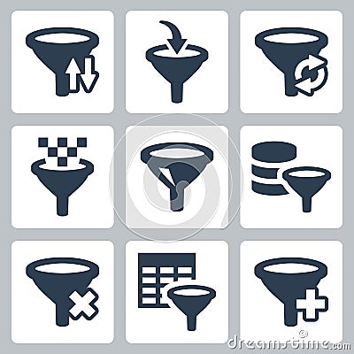 Filter related icons set Vector Illustration