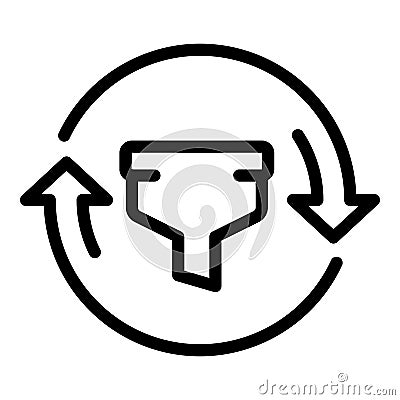 Filter search change icon, outline style Vector Illustration