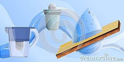 Filter water concept banner, cartoon style Vector Illustration