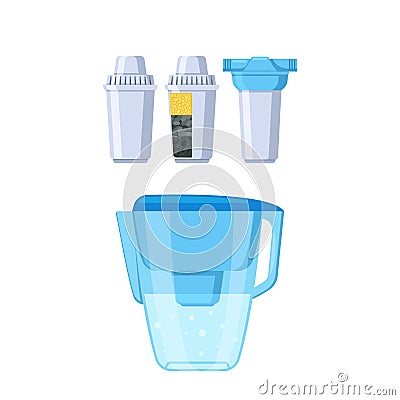 Filtered Water Pitcher, Convenient And Efficient Way To Enjoy Clean Purified Water. Removes Impurities And Contaminants Vector Illustration