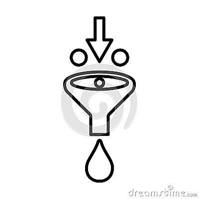 Filtering, process, separate outline icon. Line vector design. Vector Illustration