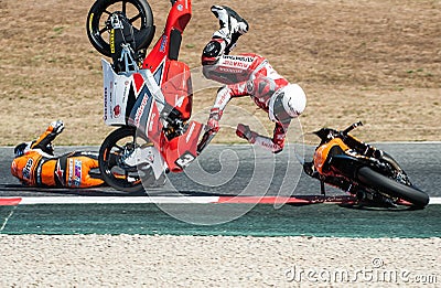 FIM CEV REPSOL. MOTO 3 RACE CRASH Editorial Stock Photo