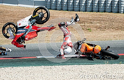 FIM CEV REPSOL. MOTO 3 RACE CRASH Editorial Stock Photo