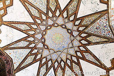 Fin Garden Pavillion Oasis Ceiling Pattern, Kashan, Iran Stock Photo