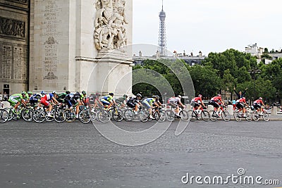 Final circle. Tour de France, Paris, France. Sport competitions. Bicycle peloton. Editorial Stock Photo