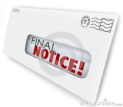 Final Notice Envelope Bill Invoice Past Due Pay Now Stock Photo