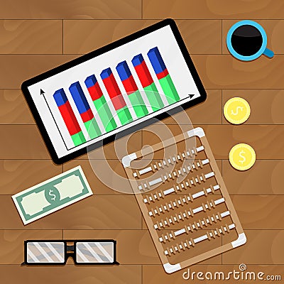 Finance analysis workplace Vector Illustration