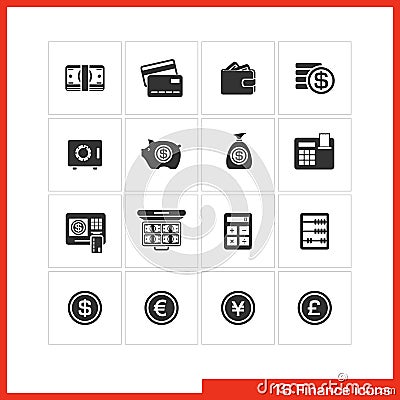 Finance and banking icon set. Vector Illustration