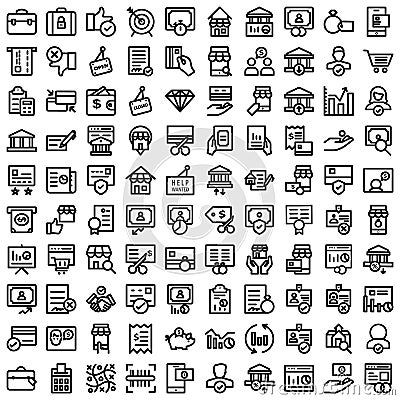 Finance bold outline vector icons set included banking and digital banking every single icon can be easily modified or edited Stock Photo