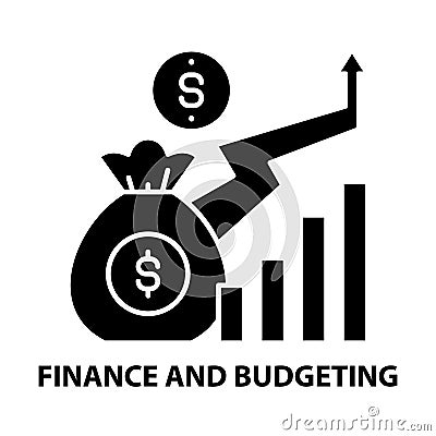 finance and budgeting icon, black vector sign with editable strokes, concept illustration Cartoon Illustration