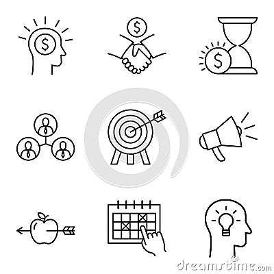 Finance and business icons collection. Money and payment simple icons, on white background Vector Illustration