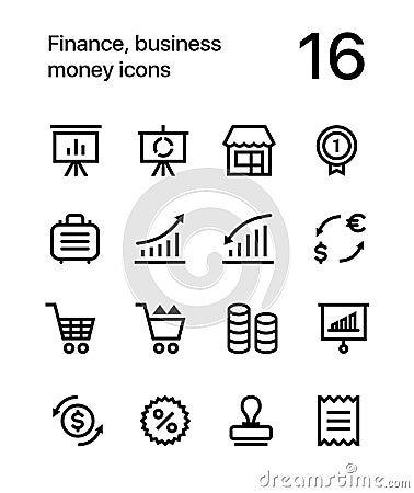 Finance, business, money icons for web and mobile design pack 4 Vector Illustration