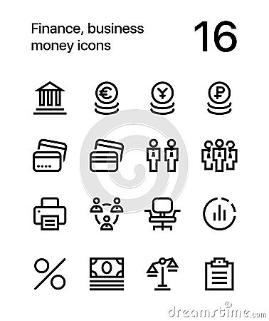 Finance, business, money icons for web and mobile design pack 3 Vector Illustration