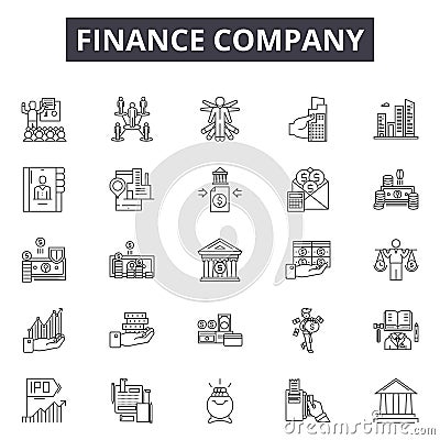 Finance company line icons, signs, vector set, outline illustration concept Vector Illustration