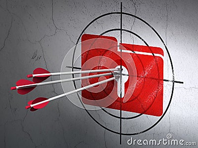 Finance concept: arrows in Folder With Keyhole target on wall Stock Photo