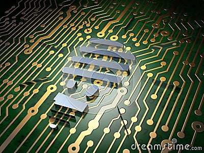 Finance concept: Energy Saving Lamp on circuit board background Stock Photo