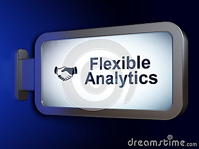 Finance concept: Flexible Analytics and Handshake on billboard background Stock Photo