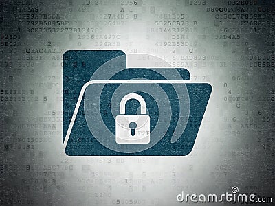 Finance concept: Folder With Lock on Digital Data Paper background Stock Photo