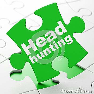 Finance concept: Head Hunting on puzzle background Stock Photo