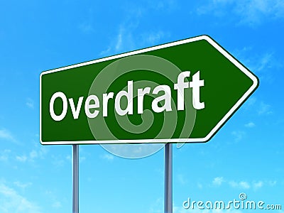 Finance concept: Overdraft on road sign background Stock Photo
