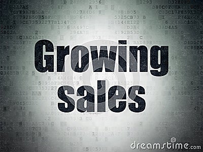 Finance concept: Growing Sales on Digital Data Paper background Stock Photo