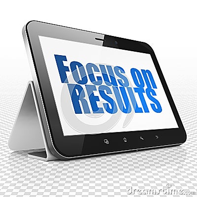 Finance concept: Tablet Computer with Focus on RESULTS on display Stock Photo