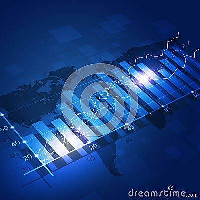 Finance Diagram Blue Background Stock Photo