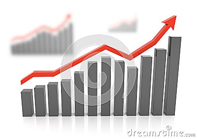 Finance Diagram with one rising red arrow Stock Photo