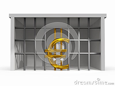Finance Difficulty Situation with Euro Symbol Stock Photo