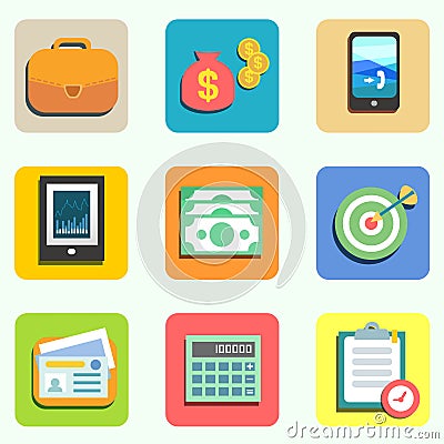 Finance flat icons Vector Illustration