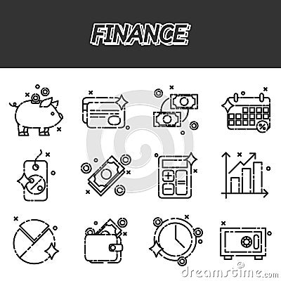 Finance flat icons set Vector Illustration