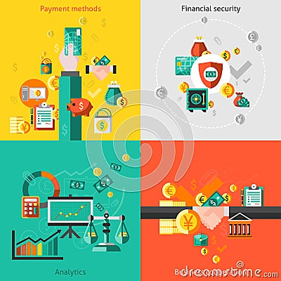 Finance flat set Vector Illustration