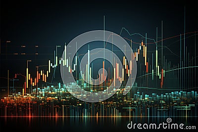 Finance growth Stock trade chart diagram, statistics for analysis Stock Photo