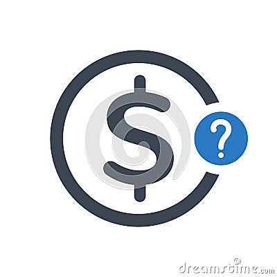 Finance icon with question mark. Finance icon and help, how to, info, query symbol Vector Illustration
