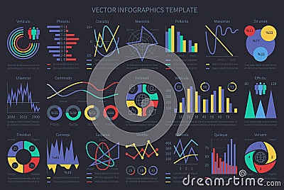 Finance infographic flow charts, graphs, diagrams and chronological elements. Vector collection Vector Illustration