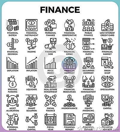 Finance line icons Vector Illustration