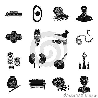 Finance, medicine, Art and other web icon in black style. Vector Illustration