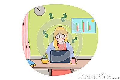 Finance, money, business, freelance, earning concept Cartoon Illustration