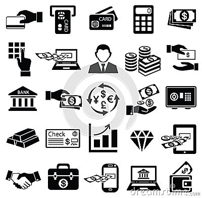 Finance money icon set, Vector Illustration