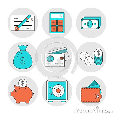 Finance outline icons Vector Illustration