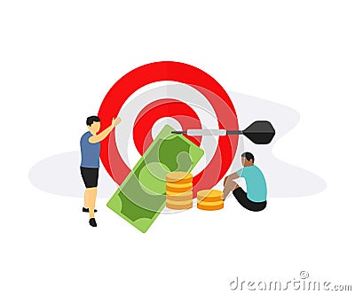 Finance planning and analysis illustration design. Business targeting and income from investment tiny person concept Vector Illustration