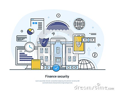 Finance security services to protect personal data and payments security Vector Illustration